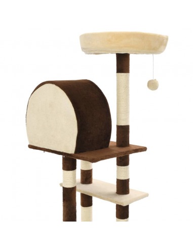 Albero per Gatti con Tiragraffi in Sisal 127 cm Beige e Marrone