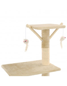 Albero per Gatti con Tiragraffi in Sisal 138 cm Beige