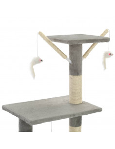 Albero per Gatti con Tiragraffi in Sisal 138 cm Grigio