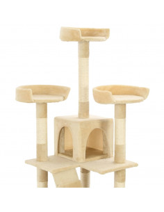 Albero per Gatti con Tiragraffi in Sisal 170 cm Beige