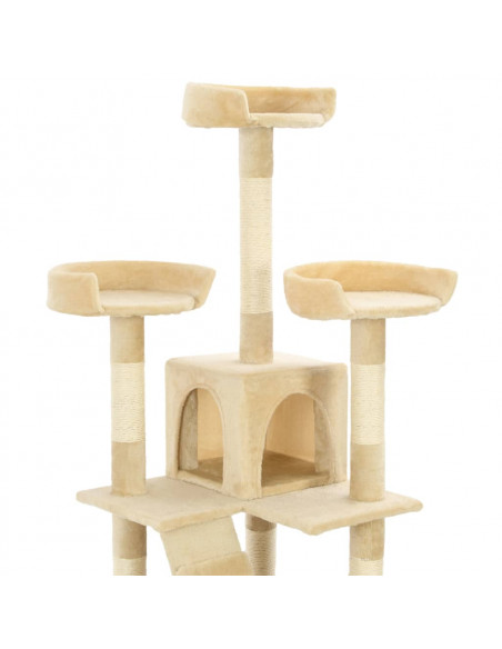 Albero per Gatti con Tiragraffi in Sisal 170 cm Beige