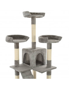 Albero per Gatti con Tiragraffi in Sisal 170 cm Grigio