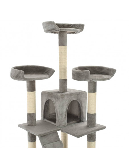 Albero per Gatti con Tiragraffi in Sisal 170 cm Grigio