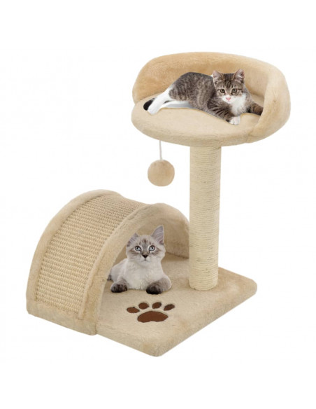 Albero per Gatti con Tiragraffi in Sisal 40 cm Beige e Marrone
