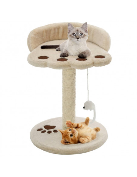 Albero per Gatti con Tiragraffi in Sisal 40 cm Beige e Marrone