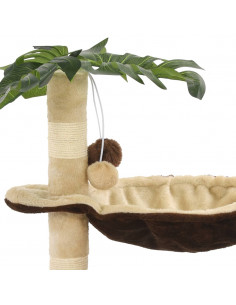 Albero per Gatti con Tiragraffi in Sisal 50cm Beige e Marrone
