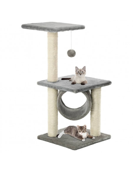 Albero per Gatti con Tiragraffi in Sisal 65 cm Grigio