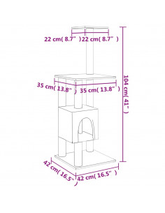 Albero per Gatti con Tiragraffi in Sisal Crema 104 cm