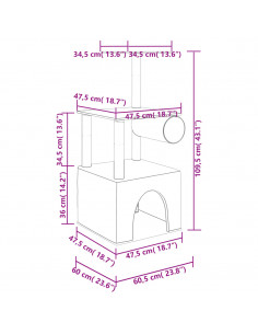 Albero per Gatti con Tiragraffi in Sisal Crema 109,5 cm