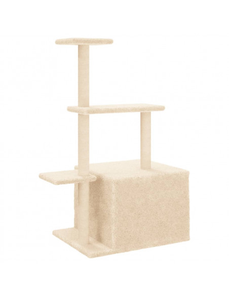 Albero per Gatti con Tiragraffi in Sisal Crema 110 cm