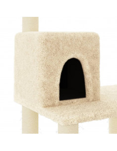Albero per Gatti con Tiragraffi in Sisal Crema 118,5 cm