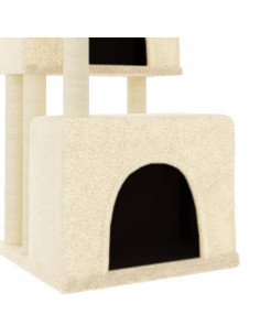 Albero per Gatti con Tiragraffi in Sisal Crema 122 cm