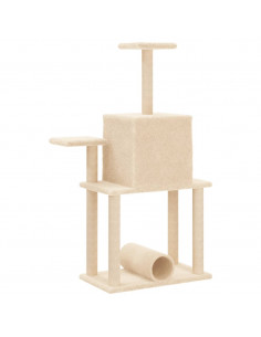 Albero per Gatti con Tiragraffi in Sisal Crema 122 cm