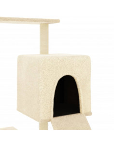 Albero per Gatti con Tiragraffi in Sisal Crema 130,5 cm