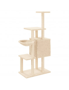Albero per Gatti con Tiragraffi in Sisal Crema 131 cm