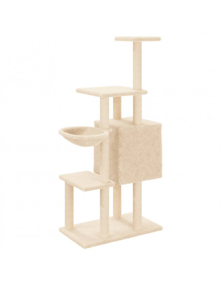 Albero per Gatti con Tiragraffi in Sisal Crema 131 cm