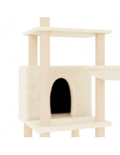 Albero per Gatti con Tiragraffi in Sisal Crema 132 cm