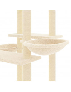 Albero per Gatti con Tiragraffi in Sisal Crema 133 cm
