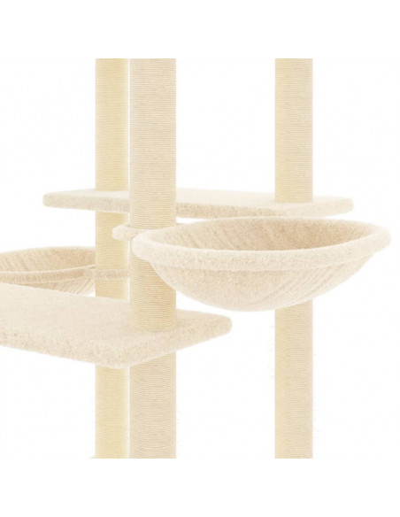Albero per Gatti con Tiragraffi in Sisal Crema 133 cm