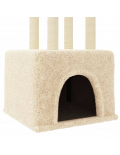Albero per Gatti con Tiragraffi in Sisal Crema 133,5 cm