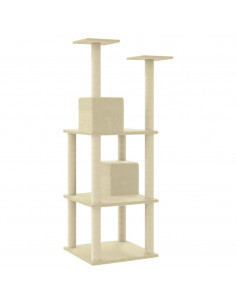 Albero per Gatti con Tiragraffi in Sisal Crema 141 cm