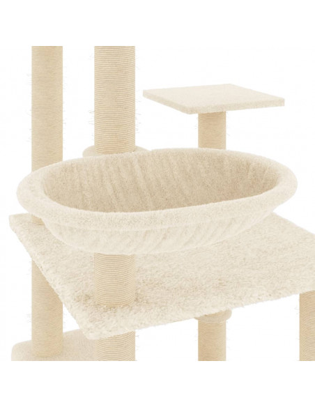 Albero per Gatti con Tiragraffi in Sisal Crema 141 cm
