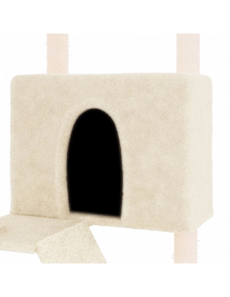 Albero per Gatti con Tiragraffi in Sisal Crema 143 cm