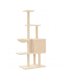 Albero per Gatti con Tiragraffi in Sisal Crema 145 cm
