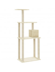 Albero per Gatti con Tiragraffi in Sisal Crema 147 cm