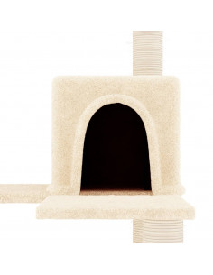 Albero per Gatti con Tiragraffi in Sisal Crema 153 cm