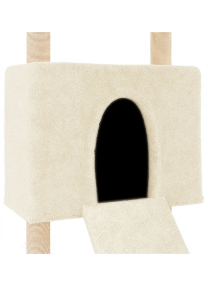 Albero per Gatti con Tiragraffi in Sisal Crema 153 cm
