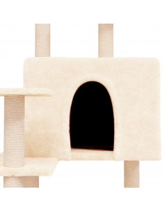 Albero per Gatti con Tiragraffi in Sisal Crema 153 cm