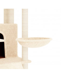 Albero per Gatti con Tiragraffi in Sisal Crema 154 cm