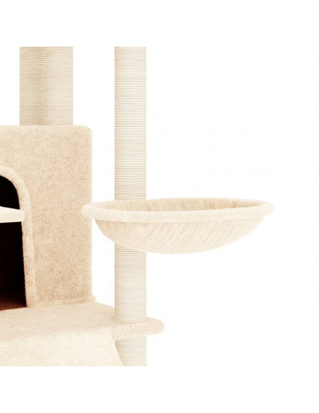 Albero per Gatti con Tiragraffi in Sisal Crema 154 cm