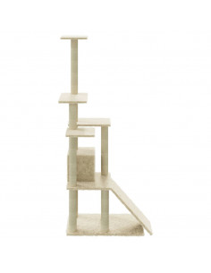 Albero per Gatti con Tiragraffi in Sisal Crema 155 cm