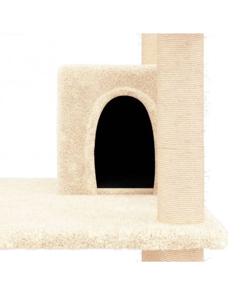 Albero per Gatti con Tiragraffi in Sisal Crema 162 cm