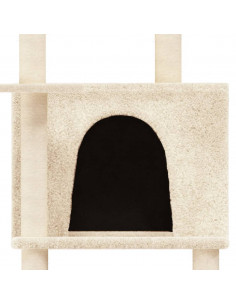 Albero per Gatti con Tiragraffi in Sisal Crema 166 cm