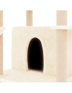Albero per Gatti con Tiragraffi in Sisal Crema 166 cm