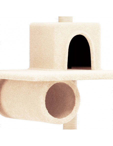 Albero per Gatti con Tiragraffi in Sisal Crema 168 cm