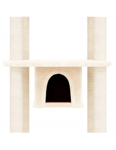Albero per Gatti con Tiragraffi in Sisal Crema 169 cm
