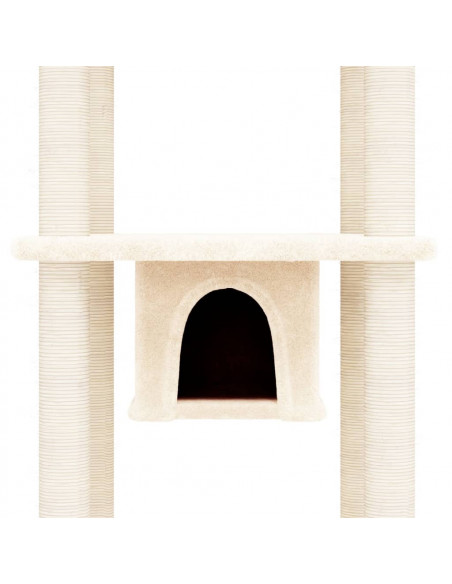 Albero per Gatti con Tiragraffi in Sisal Crema 169 cm