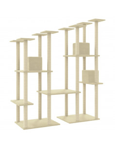 Albero per Gatti con Tiragraffi in Sisal Crema 174 cm