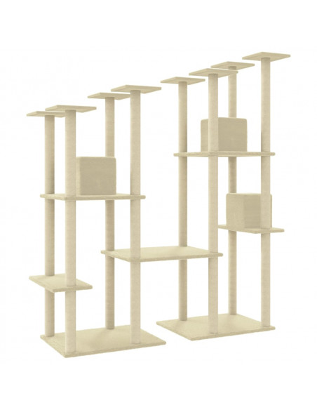 Albero per Gatti con Tiragraffi in Sisal Crema 174 cm
