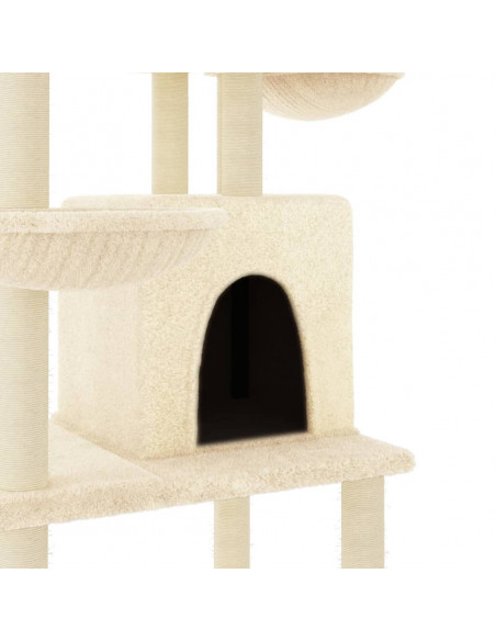 Albero per Gatti con Tiragraffi in Sisal Crema 180 cm