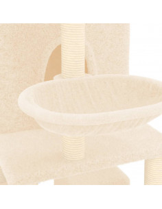 Albero per Gatti con Tiragraffi in Sisal Crema 180 cm