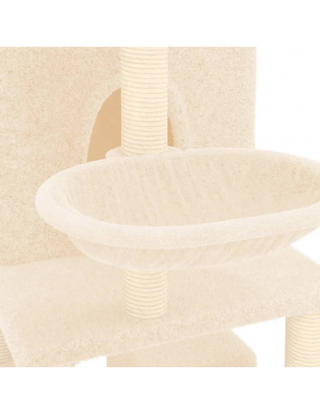 Albero per Gatti con Tiragraffi in Sisal Crema 180 cm