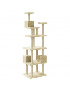Albero per Gatti con Tiragraffi in Sisal Crema 188 cm