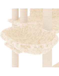 Albero per Gatti con Tiragraffi in Sisal Crema 191 cm