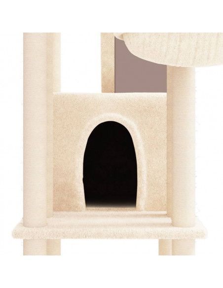 Albero per Gatti con Tiragraffi in Sisal Crema 201 cm