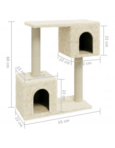 Albero per Gatti con Tiragraffi in Sisal Crema 60 cm